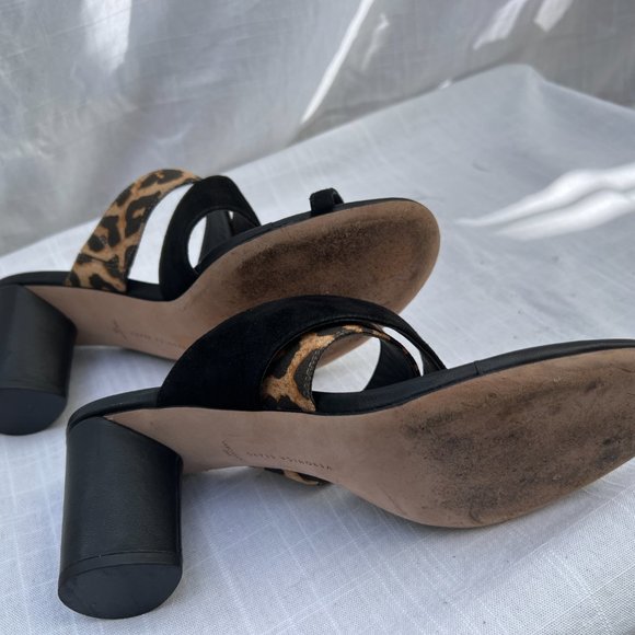 Veronica Beard Leopard print Slip On Toe Ring Slide Suede Sandal Tan & Black 9M - Picture 6 of 8